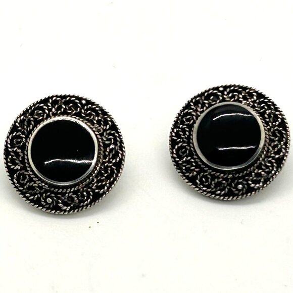 Vintage Sterling Silver Pierced Earrings Norwegian Design Mark ND 925 12.8 Gram - Picture 10 of 11
